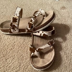 Cow print sandals